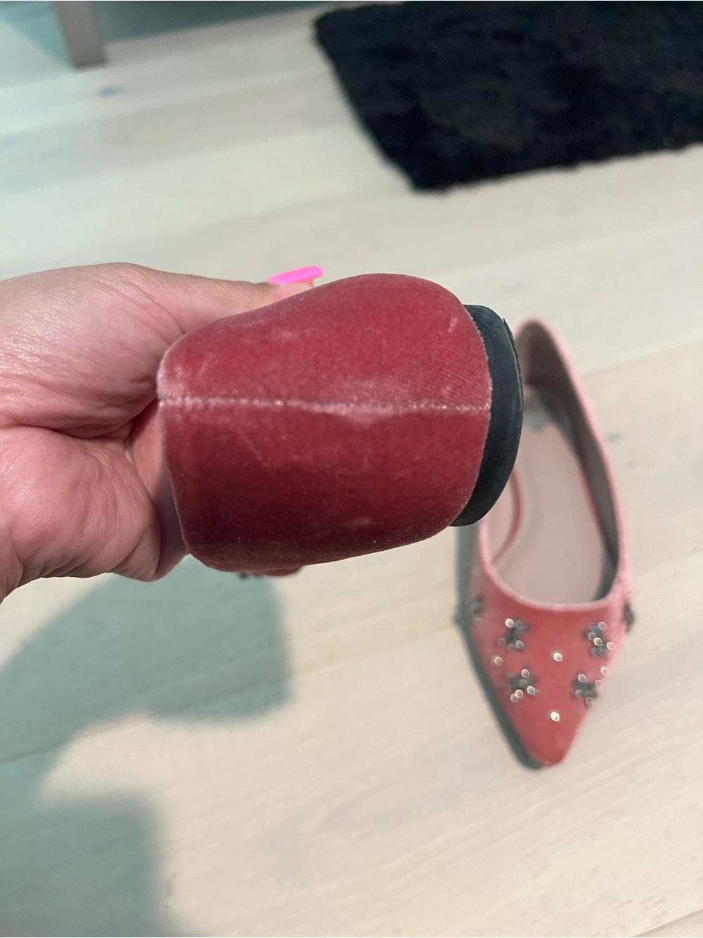 Circus by Sam Edelman Pink Velvet Jeweled Pointed-Toe Flats - Picture 8 of 13